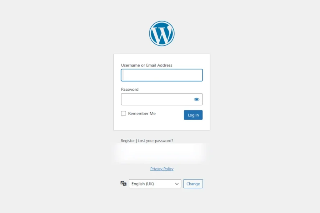 wordpress wp-admin access page