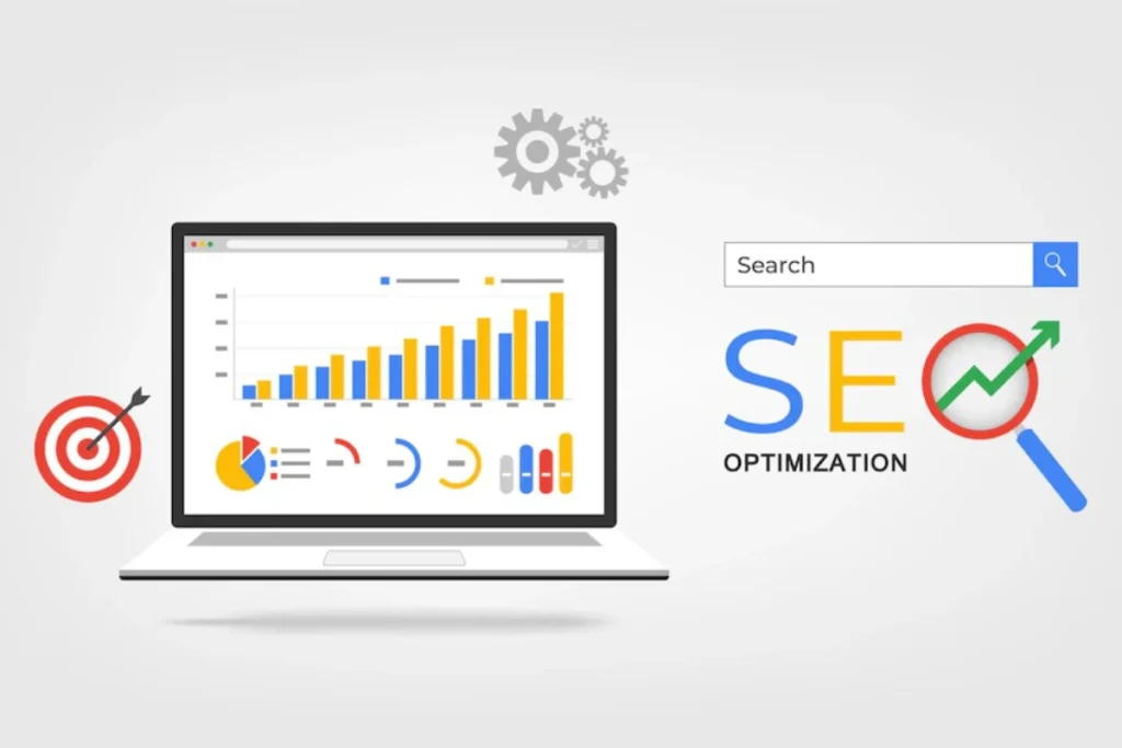 graphs and analytics of Search engine optimization.