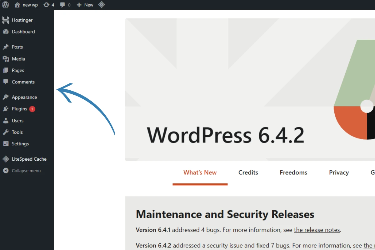 sidebar of wordpress dashbaord screenshot