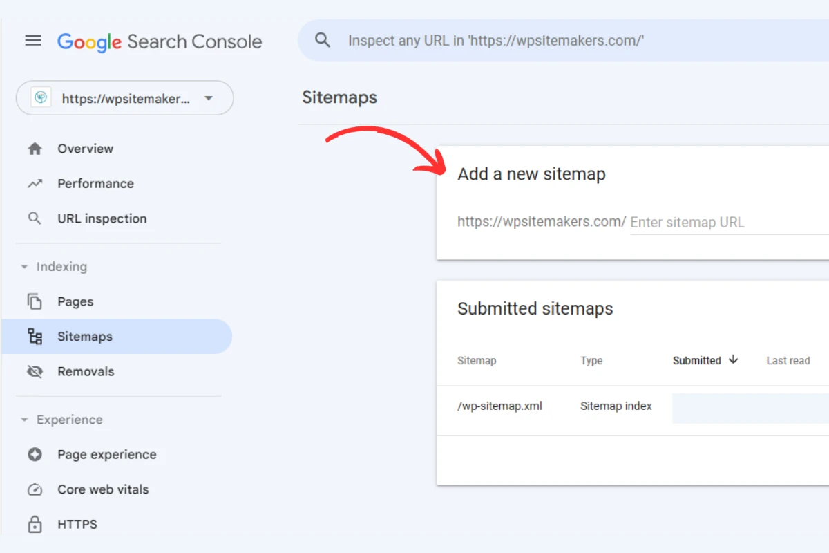 sitemap submitting in google search console