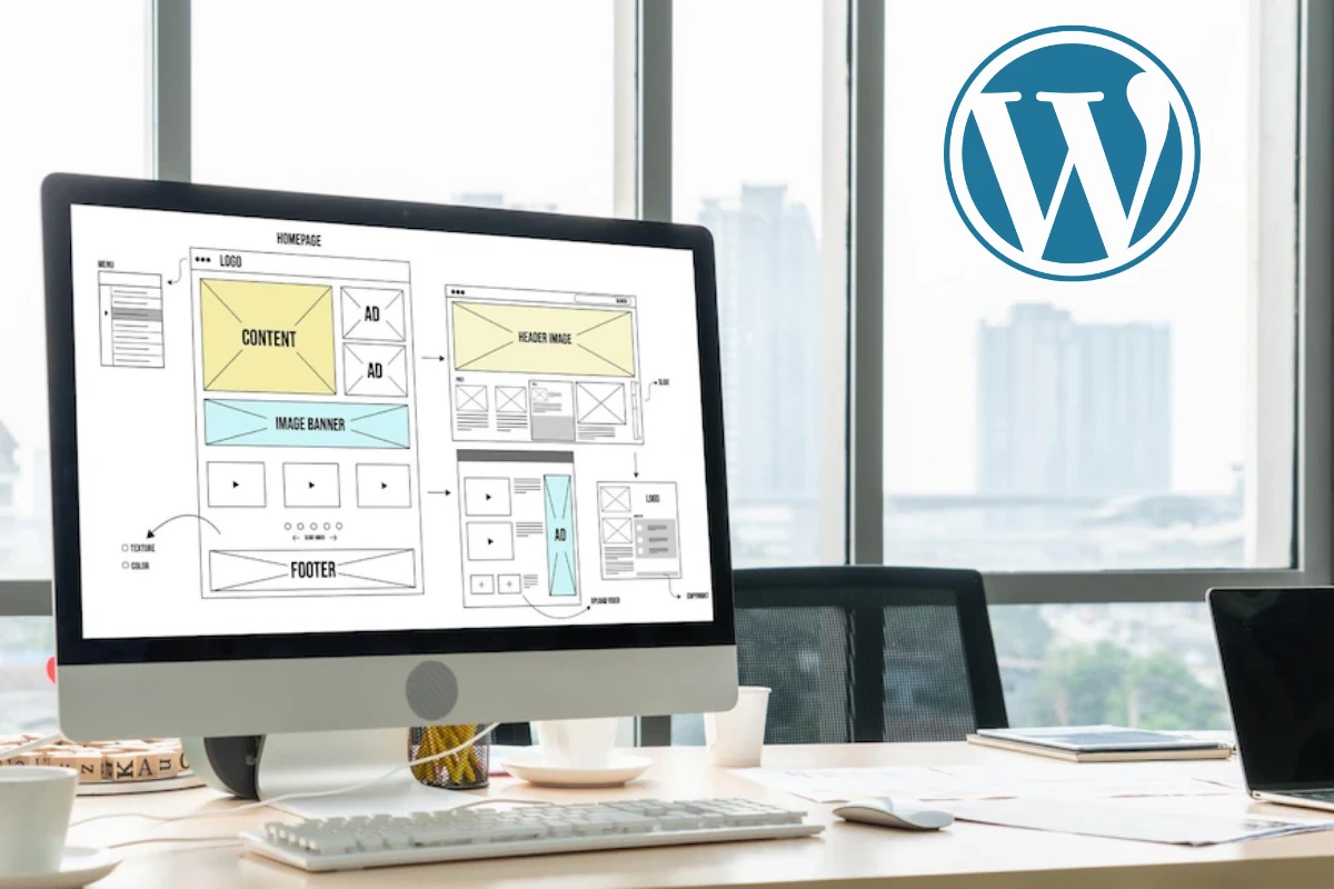 a screen with WordPress logo describing redesigning process.